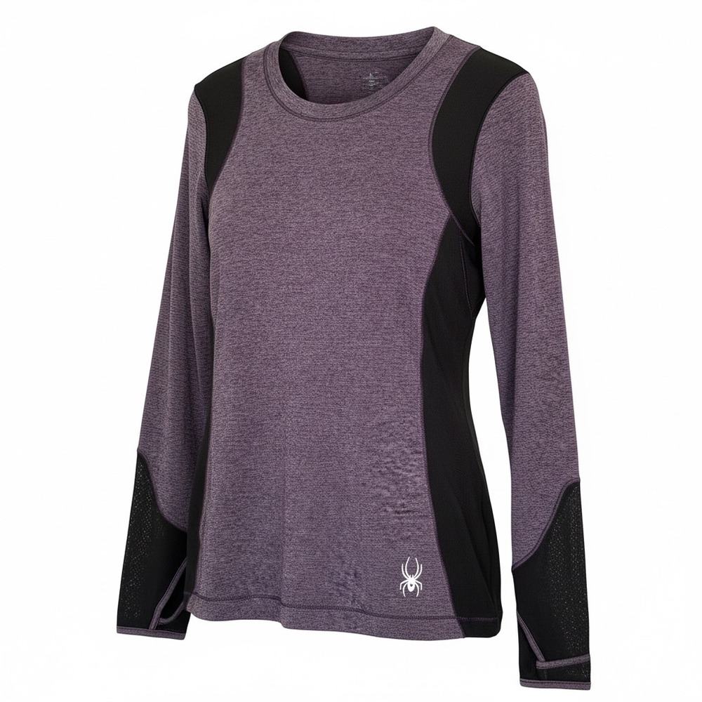Spyder Womens Long Sleeve Activewear Top Purple Heather Mesh Thumbholes Sm. EUC